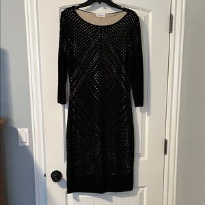 Calvin Klein Black Studded Long Sleeve Dress